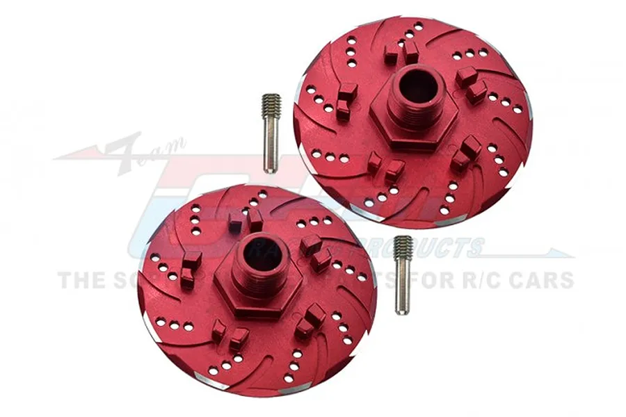 GPM Red Aluminium 17mm Brake Disc Wheel Hex +6mm Adapters 2Pcs image 58596
