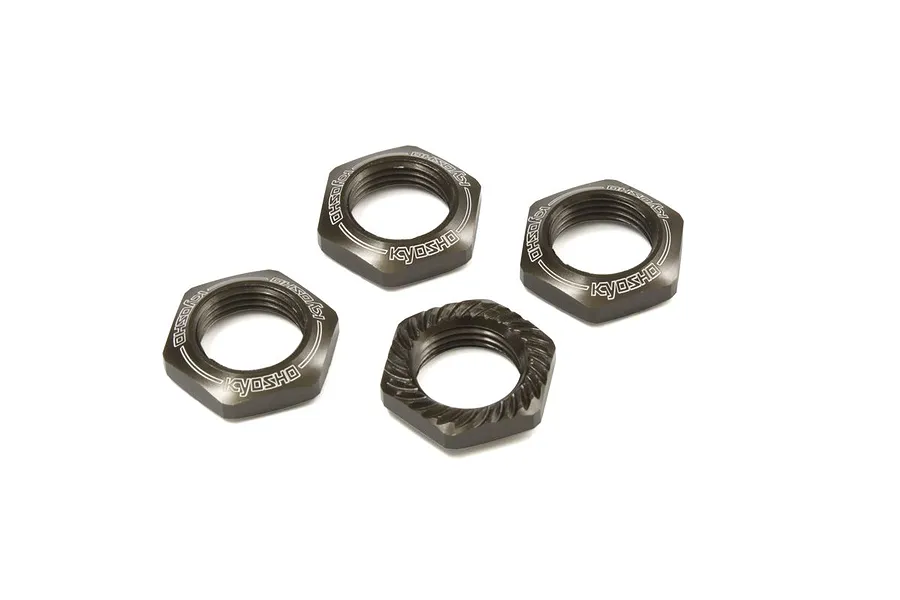 Kyosho Gunmetal Aluminium 17mm Serrated Wheel Nuts 4Pcs image 58749