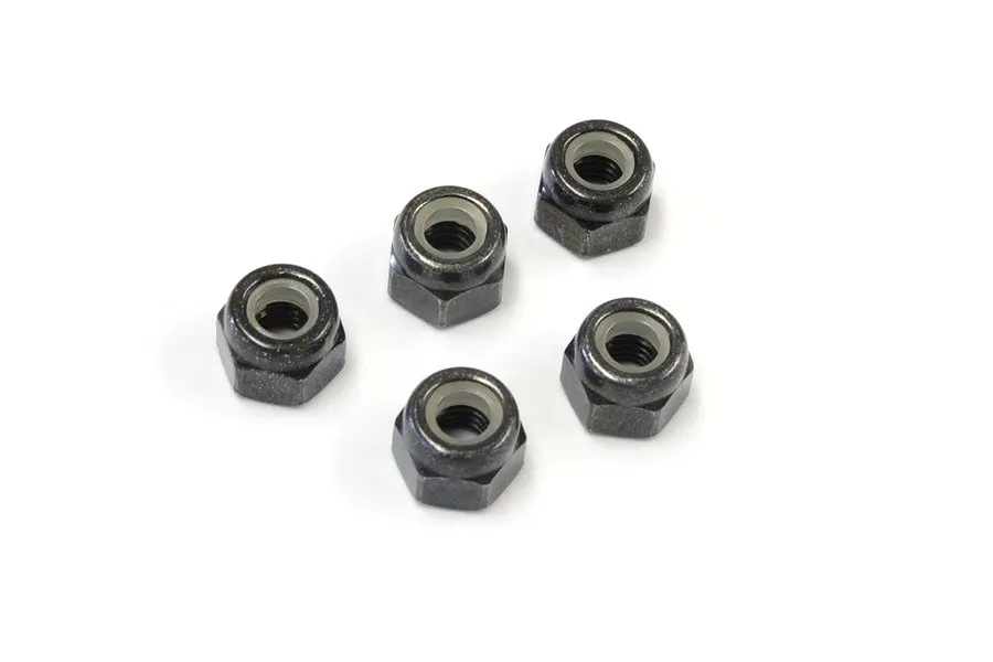 Kyosho Black Steel 4mm Nyloc Nuts 5Pcs image 58757