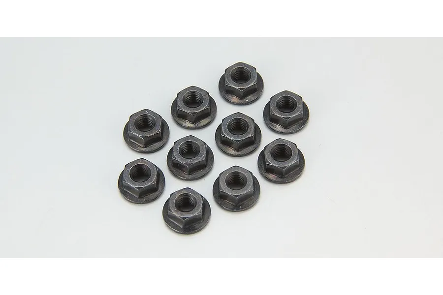 Kyosho Black Steel 4mm Flanged Nuts 10Pcs image 58758