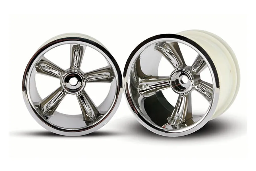 Traxxas 2.2&amp;quot; TRX Rear Pro-Star 5 Spoke Chrome Rims 2Pcs image 58779