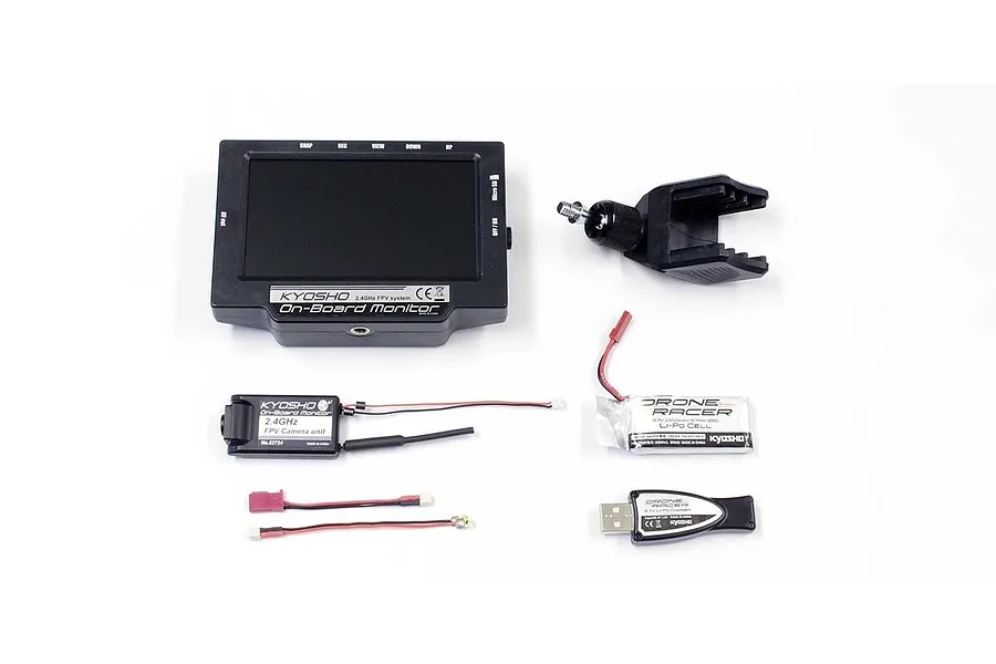 Kyosho 2.4Ghz FPV Onboard Monitor with LiPo &amp;amp; USB Charger image 58950