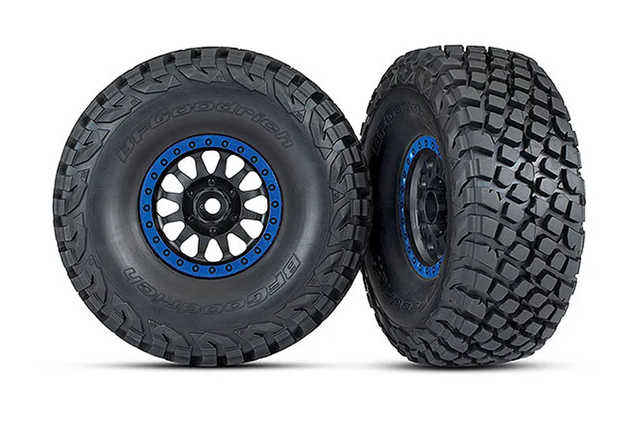 Traxxas 2.2/3.2&amp;quot; BFGoodrich Baja KR3 Tyres on Method Racing Black/Blue Rims - Glued Wheels 2Pcs image 58982