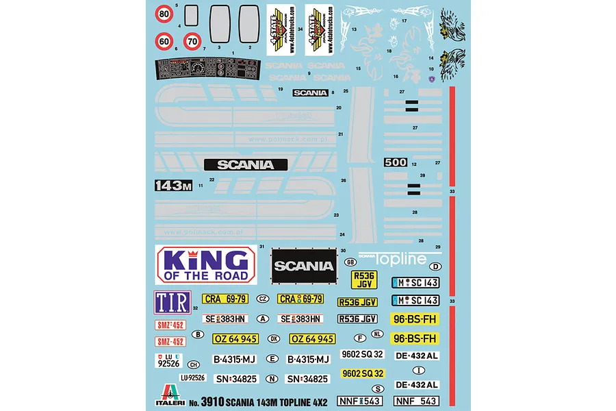 Italeri 1/24 Scania 143M Topline 4x2 Semi-Truck Scaled Plastic Model Kit image 59200