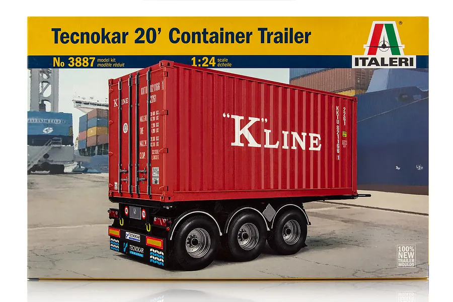 Italeri 1/24 Tecnokar 20&amp;#039; Container Trailer Scaled Plastic Model Kit image 59305