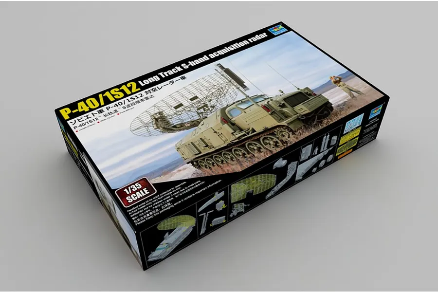 Trumpeter 1/35 scale P-40/1S12 Long Track S-band acquisition radar plastic model kit box.