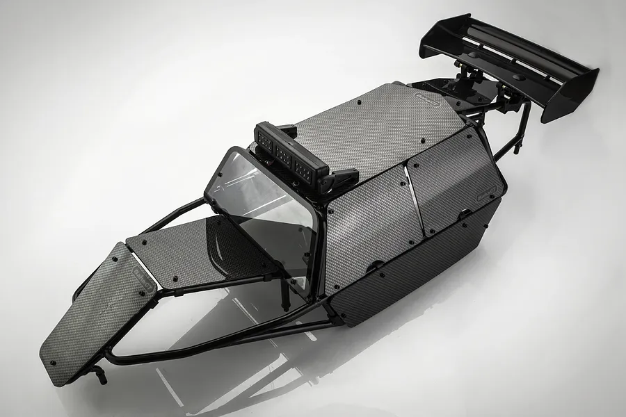 Rovan Black Steel Baja Roll Cage w/ Painted Black Panels, LED Light Bar &amp;amp; Black Rear Wing image 59398