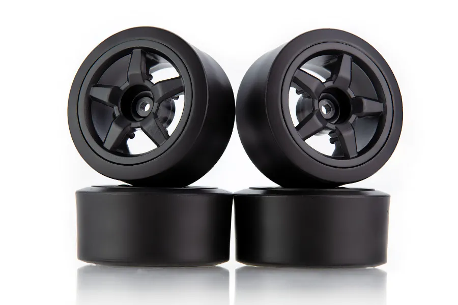 UDI 1.4&amp;quot; Drift Tyres on 5 Spoke Black Rims - Wheels 2Pcs image 59429