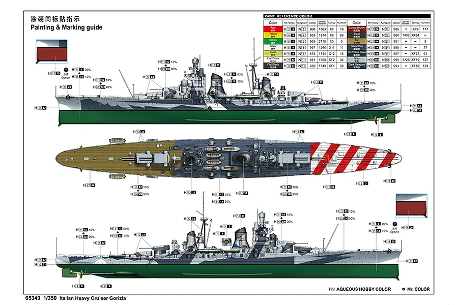 Trumpeter 1/350 Italian Heavy Cruiser Gorizia Scaled Plastic Model Kit image 9