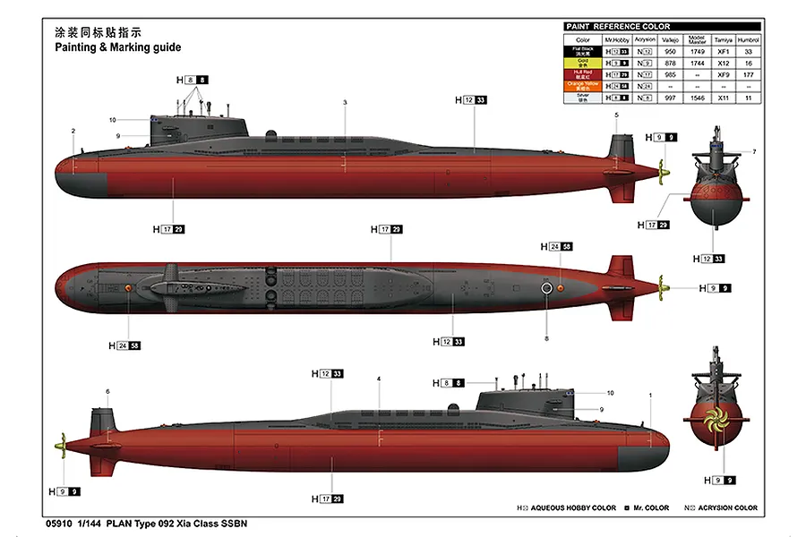 Trumpeter 1/144 Plan Type 092 XIA Class SSBN Chinese Navy Submarine Scaled Plastic Model Kit image 2