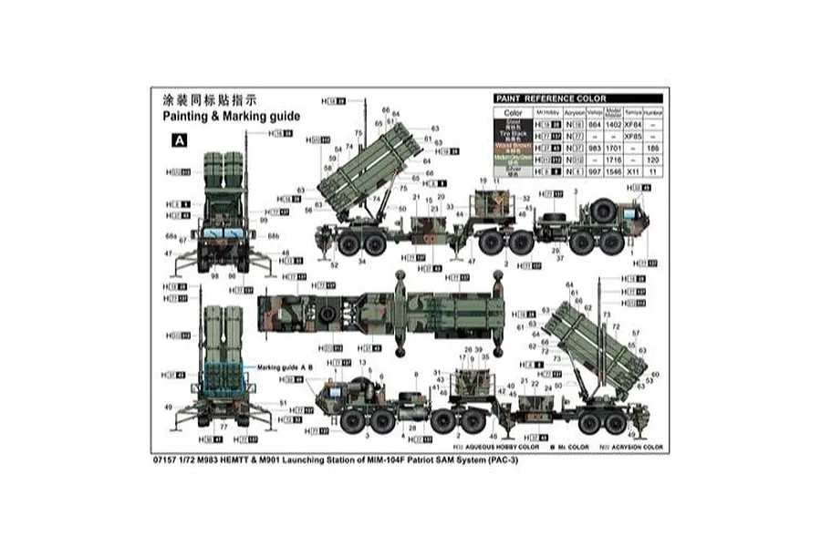 Trumpeter 1/72 M983 HEMTT and M901 Launching Station of MIM-104F Patriot SAM System PAC-3 Scaled Plastic Model Kit image 59651