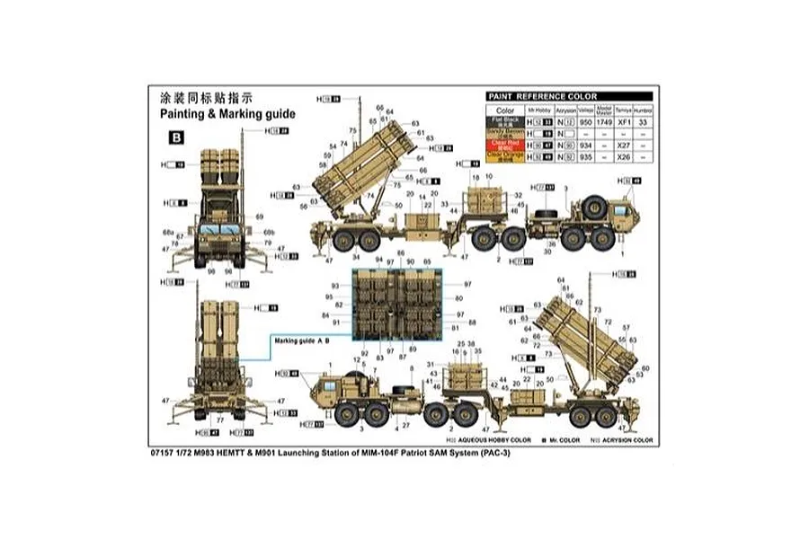 Trumpeter 1/72 M983 HEMTT and M901 Launching Station of MIM-104F Patriot SAM System PAC-3 Scaled Plastic Model Kit image 59652