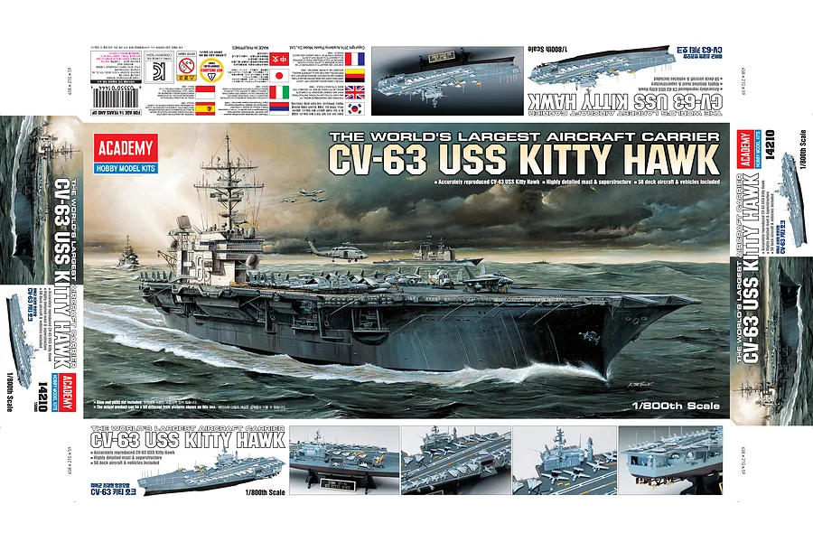 Academy 1/800 USS Kitty Hawk 1444 Aircraft Carrier Scaled Plastic Model Kit image 59701