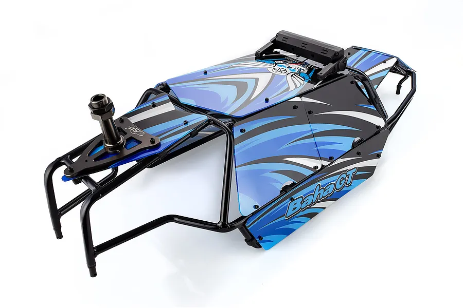 Rovan Black Steel GT Sand Rail Baja Roll Cage w/ Painted Blue Panels, LED Light Bar &amp;amp; Spare Tyre Mount image 59773