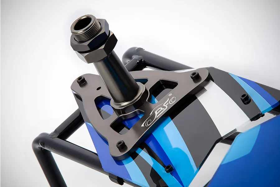 Rovan Black Steel GT Sand Rail Baja Roll Cage w/ Painted Blue Panels, LED Light Bar &amp;amp; Spare Tyre Mount image 59774