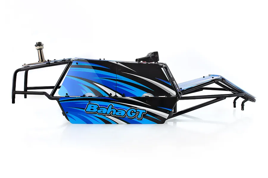Rovan Black Steel GT Sand Rail Baja Roll Cage w/ Painted Blue Panels, LED Light Bar &amp;amp; Spare Tyre Mount image 59777