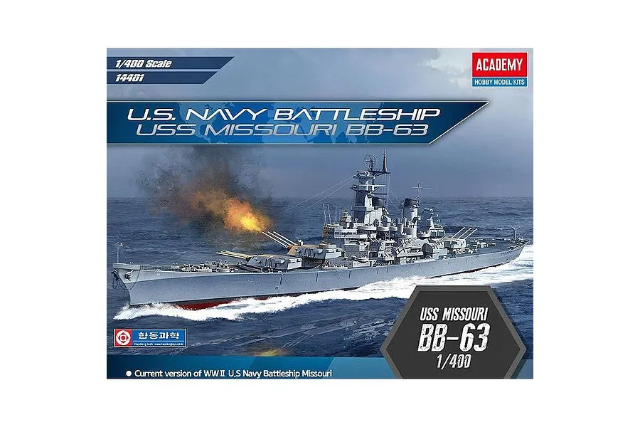 Academy 1/400 USS Missouri BB-63 Battleship Scaled Plastic Model Kit image 59786