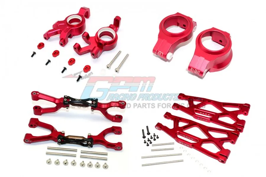 GPM Red Aluminium X-Maxx Suspension &amp;amp; Drive Train Upgrade Set 52Pcs image 59853