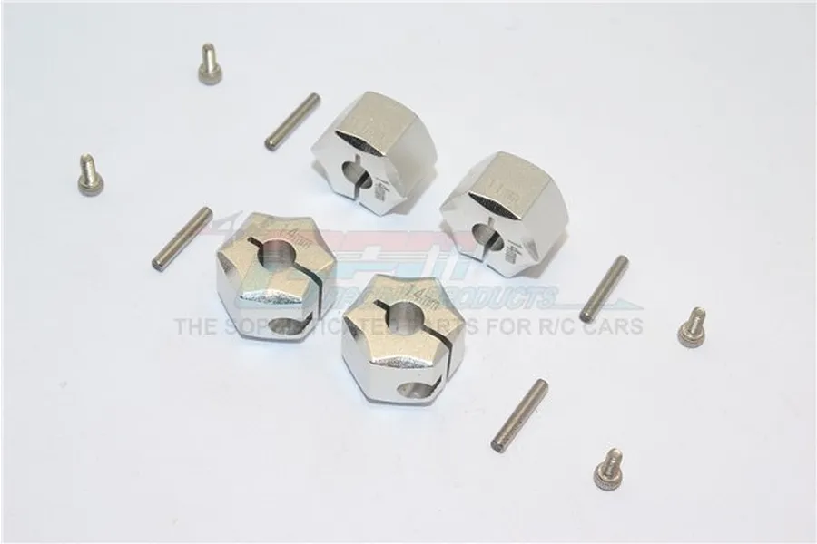 GPM Silver Aluminium 14mm Wheel Hex +11mm Adapters 4Pcs image 59858