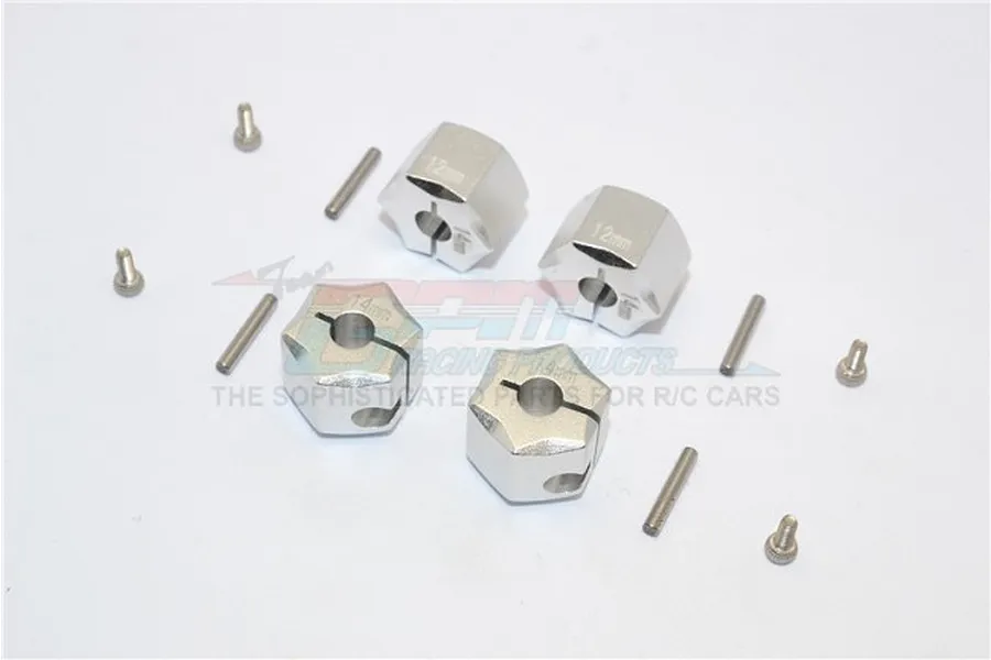 GPM Silver Aluminium 14mm Wheel Hex +12mm Adapters 4Pcs image 59859