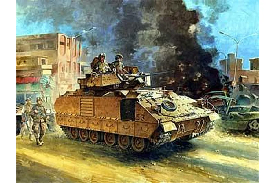 Academy 1/35 M2A2 Bradly Iraq 2003 Tank Scaled Plastic Model Kit image 1