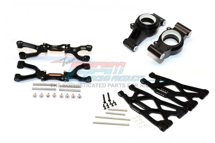 GPM Black Aluminium Rear Suspension Arms &amp;amp; Hubs Set image 59946