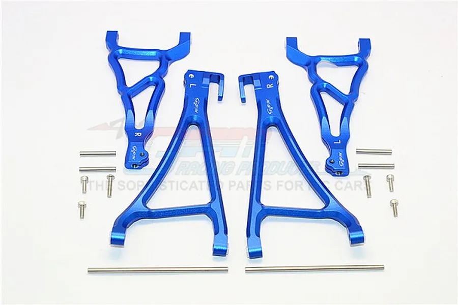 GPM Blue Aluminium Front Upper &amp;amp; Lower Suspension Arms 4Pcs w/ Hardware image 1