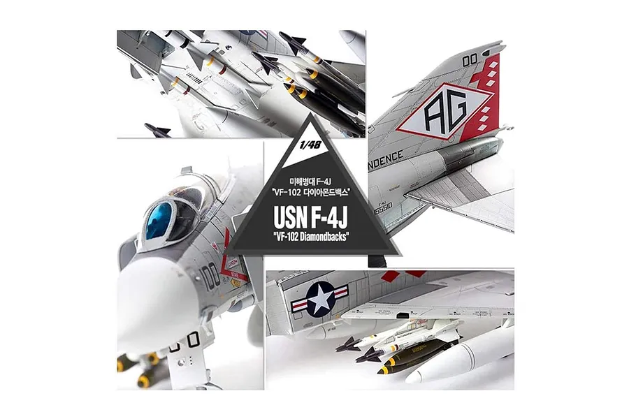 Academy 1/48 McDonnell-Douglas F-4J VF-102 Diamondbacks Fighter Scale Plastic Model Kit image 60011