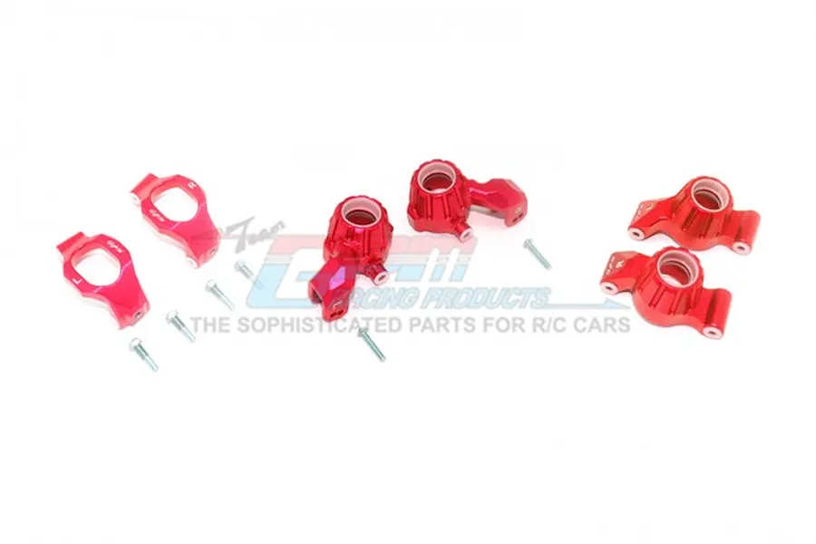 GPM Red Front Hub Carriers (C-Hubs), Steering Hubs &amp;amp; Rear Hubs Set image 60075