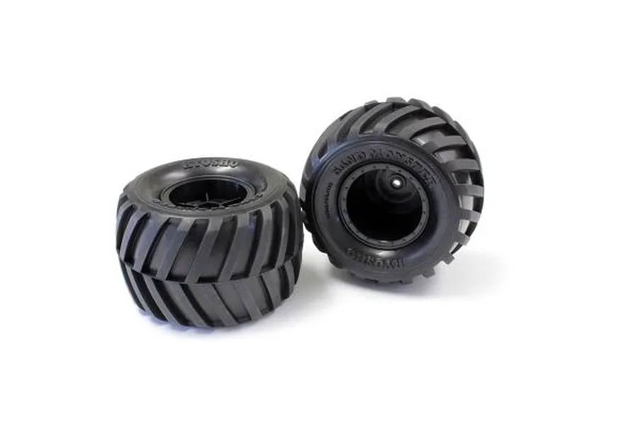 Kyosho 1/10 Monster Tracker 2WD Complete Tyre &amp;amp; Rim Set 2Pcs image 60143