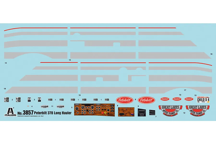 Italeri 1/24 Peterbilt 378 Long Hauler Scaled Plastic Model Kit image 60201