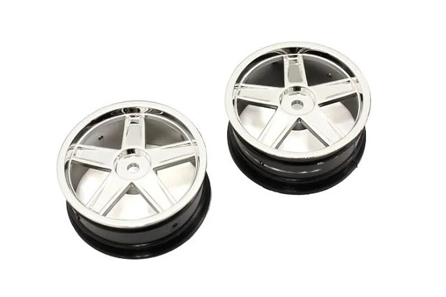 Kyosho 1.9&amp;quot; Chrome Plastic 5 Spoke Rims 2Pcs image 60214
