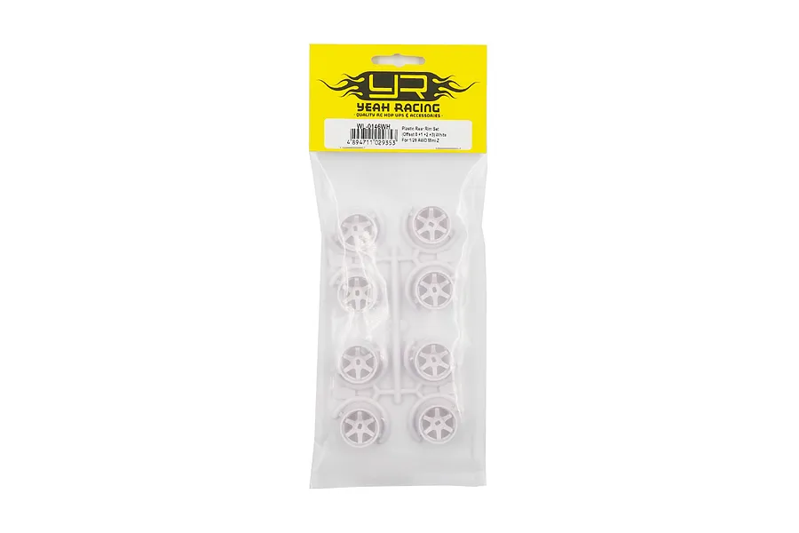 Yeah Racing Rear Plastic Wide Rim Set For 1/28 Kyosho Mini-Z AWD - White image 60330