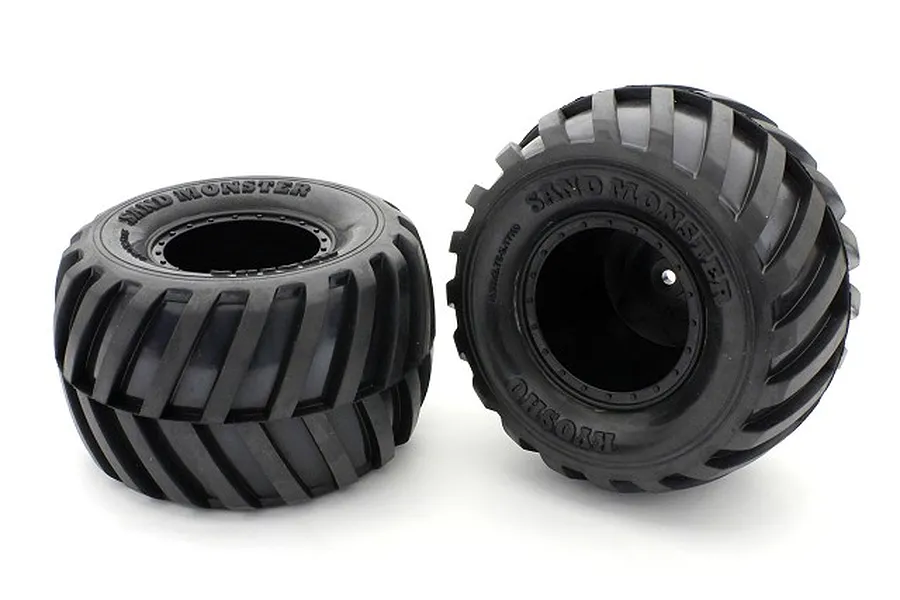 Kyosho Premounted Truck Tyres w/ Black Rims 2Pcs image 60396