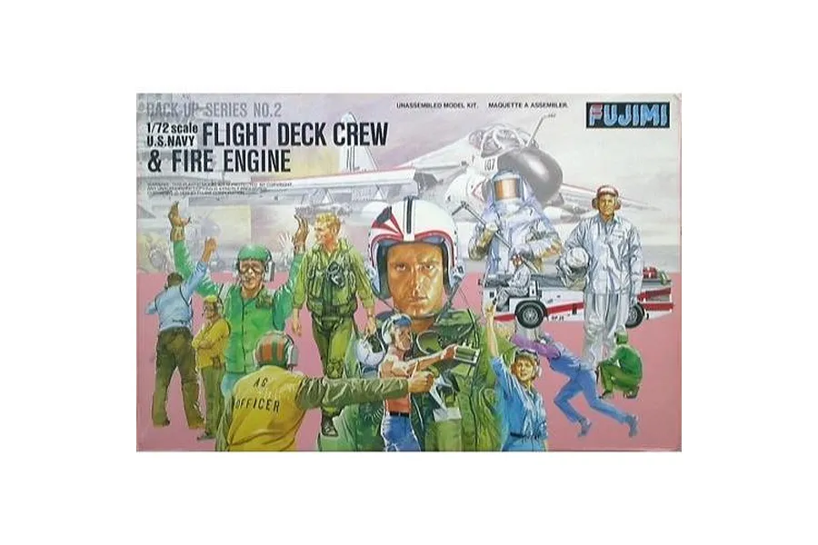 Fujimi 1/72 USN Flight deck crews &amp;amp; Fire engine (FDC-2) Scaled Plastic Model Kit image 60443