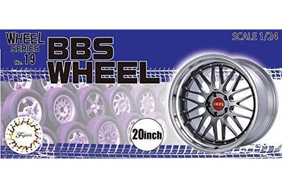 Fujimi 1/24 BBS Wheel 20inch Tyres &amp;amp; Rims Set (Wheel-19) Scaled Plastic Model Kit image 1