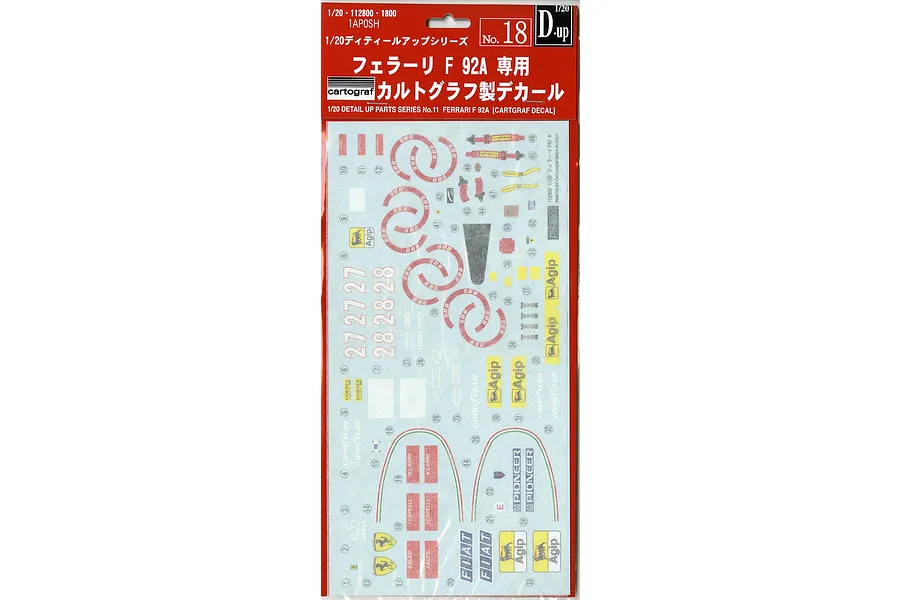 Fujimi 1/20 Ferrari F92A 1992 LATE Version Cartograf Decale Detail Up Set image 60677