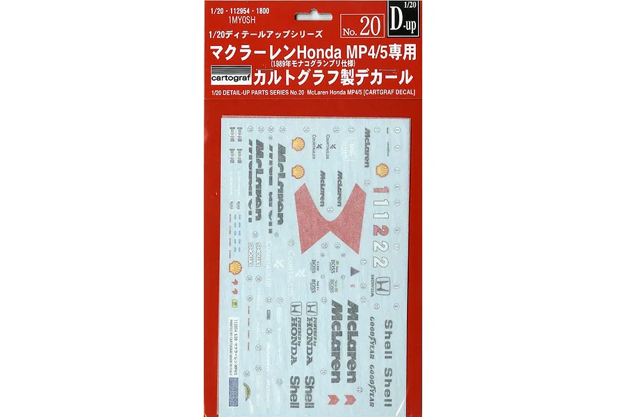 Fujimi 1/20 McLaren Honda MP4/5 Cartograf Decale Detail Up Set image 60678
