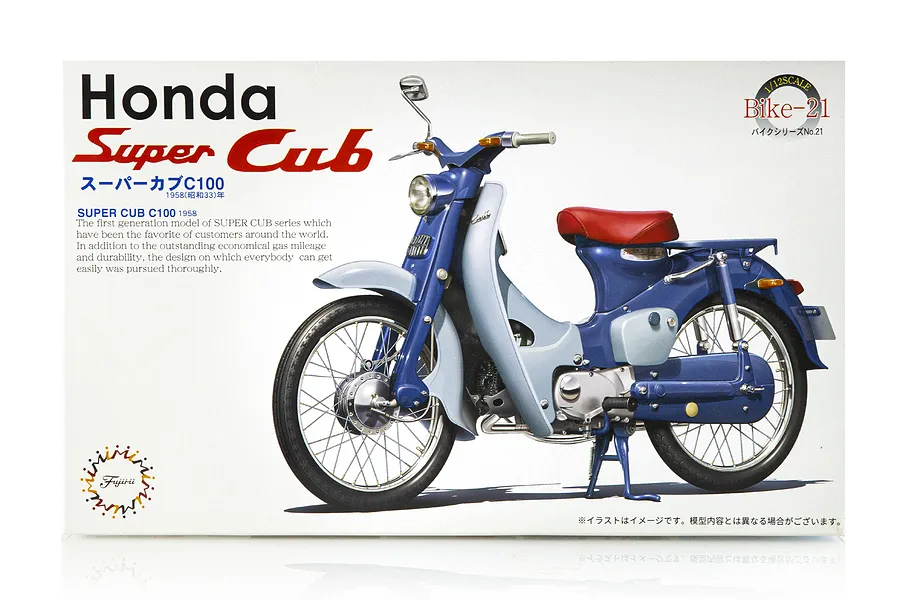 Fujimi 1/12 1958 Honda Super Cub C100 (Bike-No21) Scaled Plastic Model Kit image 60895
