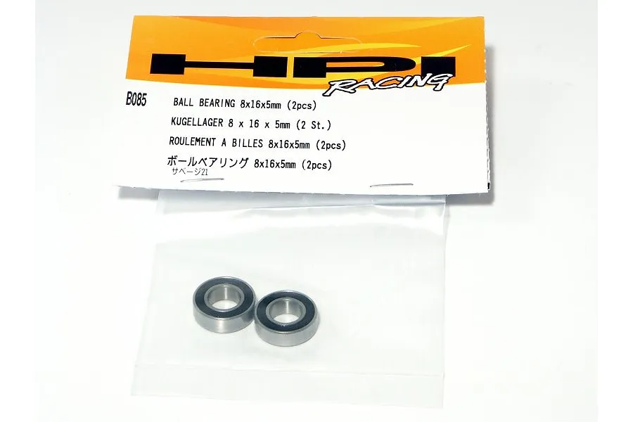 HPI 8x16x5mm Rubber Shielded Ball Bearings 2Pcs image 6096