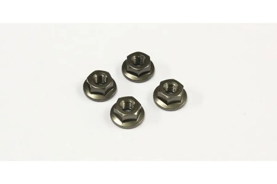 Kyosho Gunmetal Aluminium 4mm Flanged Serrated Nuts 4Pcs image 61061