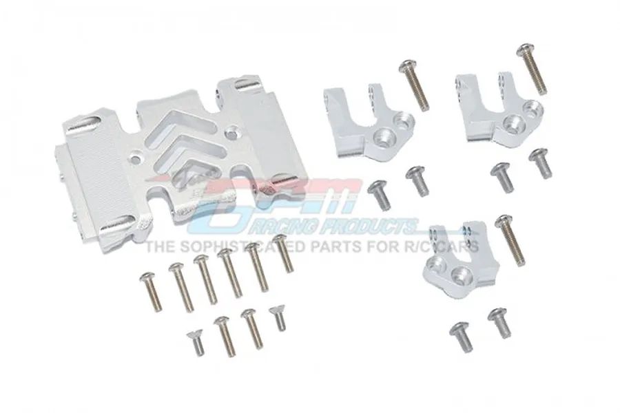 GPM Silver Aluminium Centre Gear Box Skid Plate &amp;amp; Mount Set image 61287