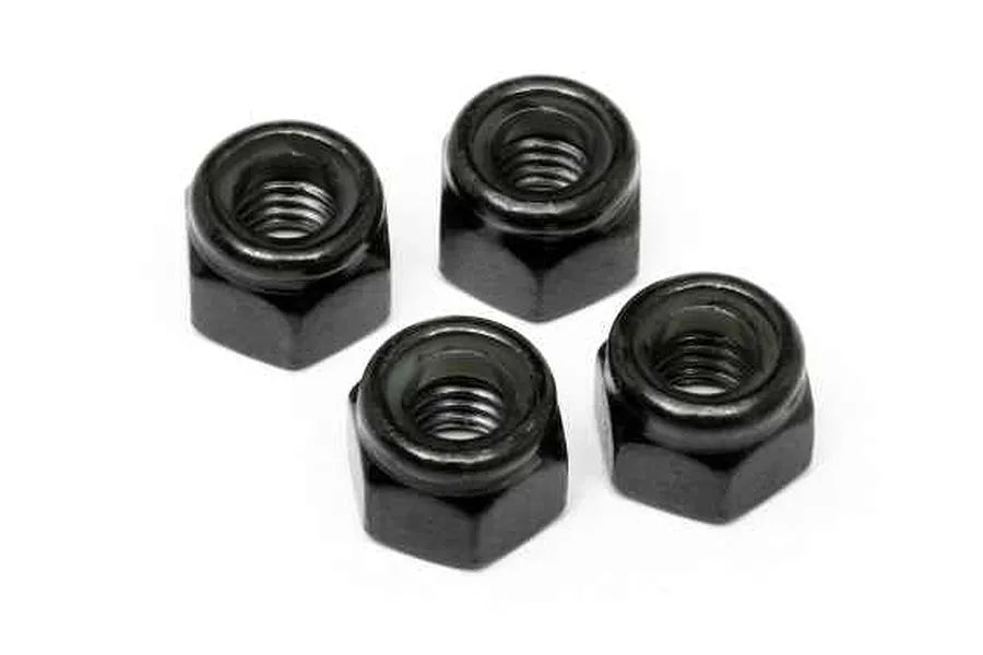 HPI 4mm Black Steel Nyloc Nuts 4Pcs image 6148