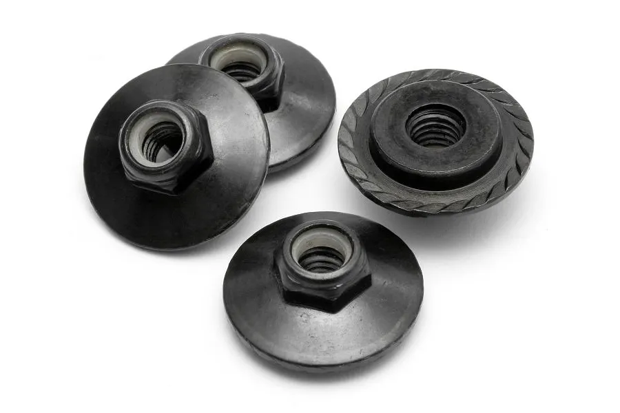 HPI 5mm Black Steel Flanged Nyloc Nuts 4Pcs image 6152