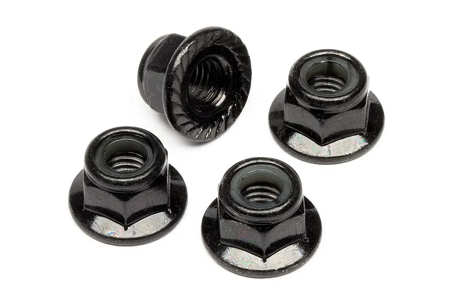HPI 5mm Black Steel Flanged Nyloc Nuts 4Pcs image 6153