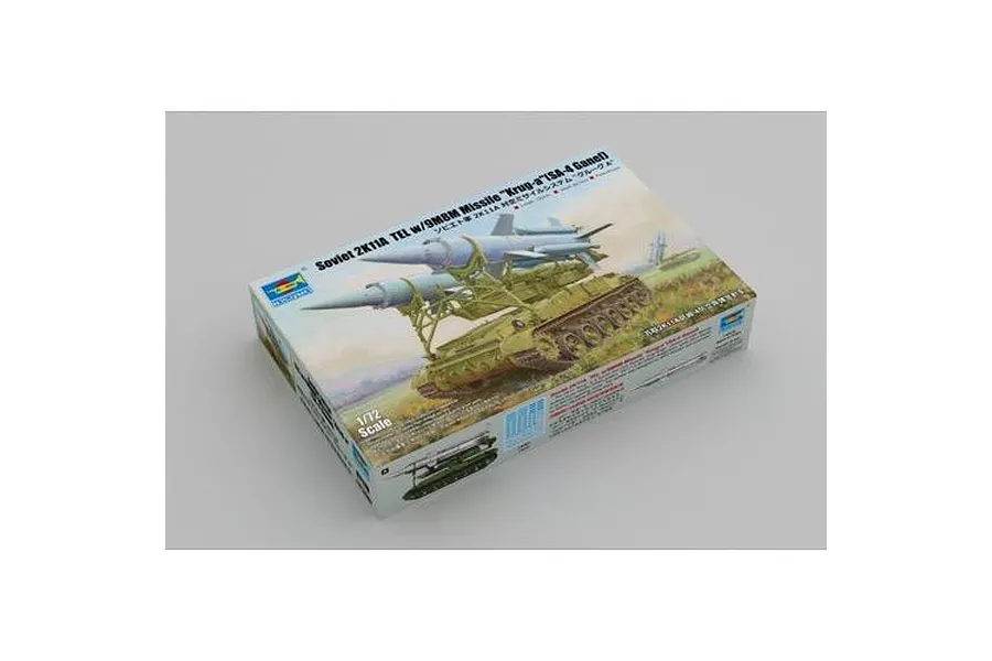 Trumpeter 1/72 scale model kit box for the Soviet 2K11A TEL with 9M8M missile, featuring box art of the military vehicle.