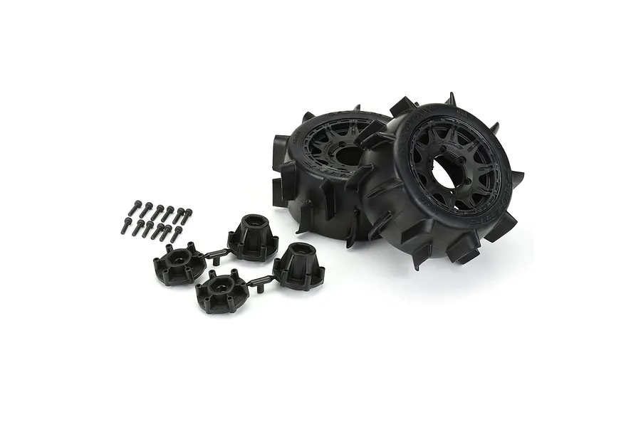Pro-Line 2.8&amp;quot; Sand Paw LP Tyres on Black Raid Rims - Glued Wheels 2Pcs image 61592