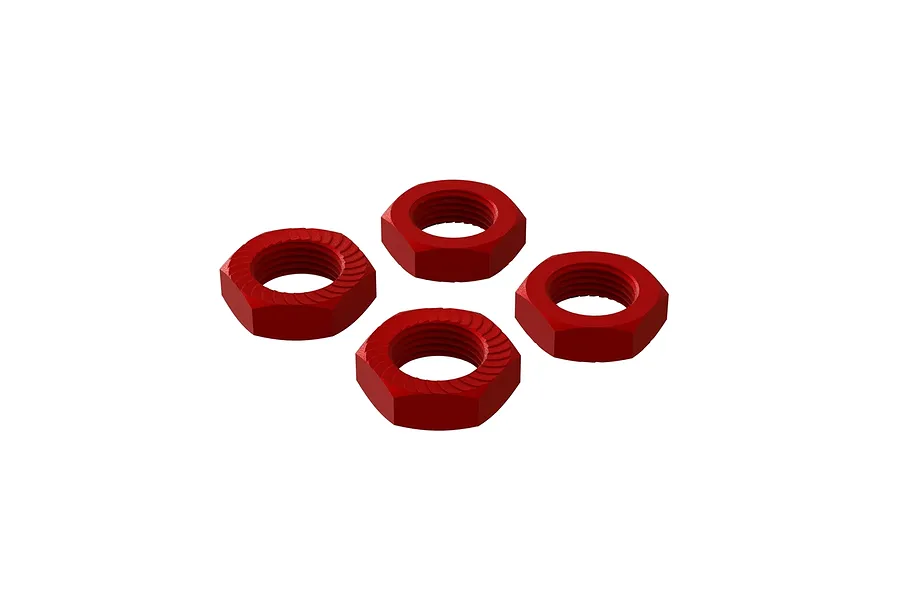 ARRMA Aluminium 17mm Serrated Wheel Nuts 4Pcs - Red image 61715