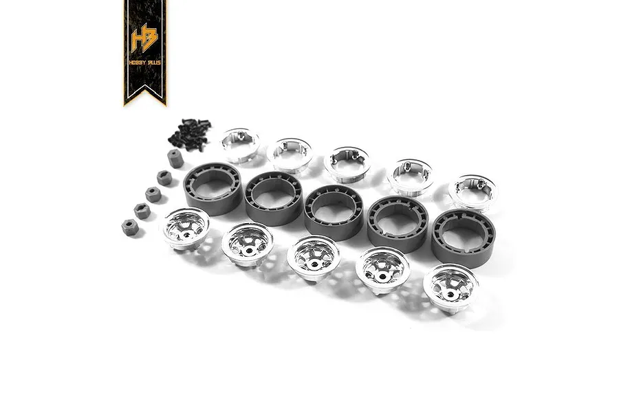 Hobby Plus 1.0&amp;quot; Chrome Beadlock Rim Set image 61756
