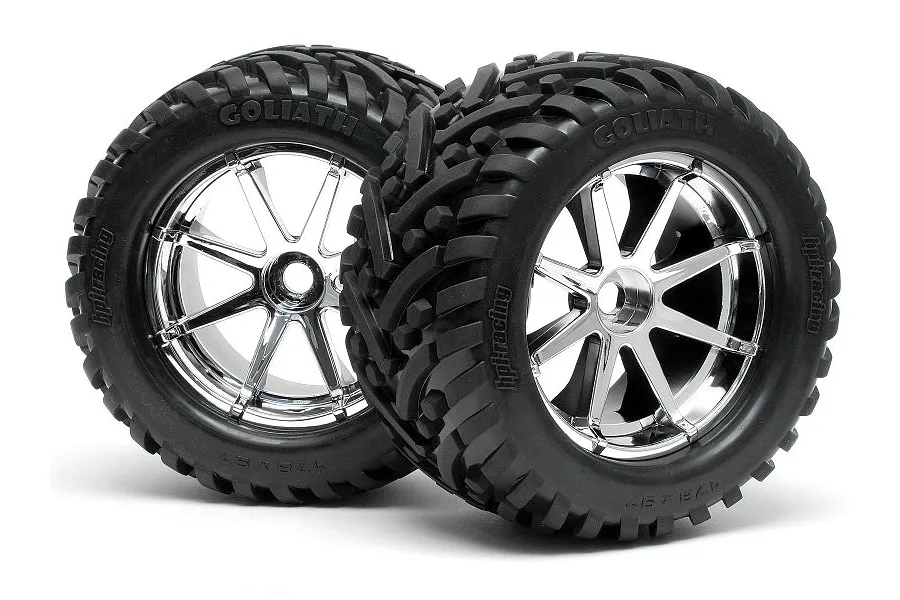 HPI 4.2&amp;quot; Savage Goliath Tyres on Chrome Blast Rims - Glued Wheels 2Pcs image 6195